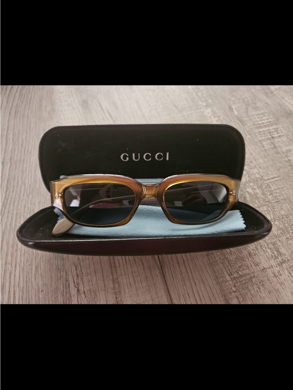 Gucci Vintage Rectangular Sunglasses with Dark Lenses